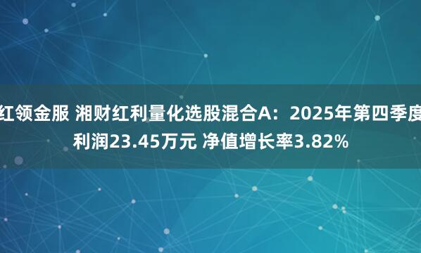 红领金服 湘财红利量化选股混合A：2025年第四季度利润23.45万元 净值增长率3.82%